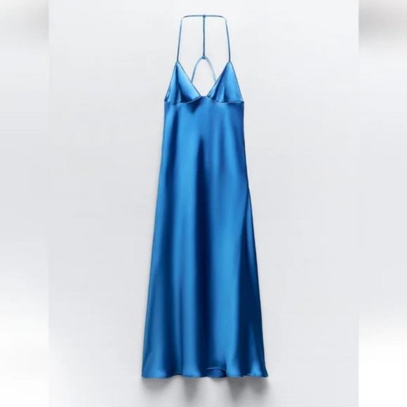 ZARA SATIN EFFECT SLIP DRESS WITH BACK STRAPS - Picture 7 of 11